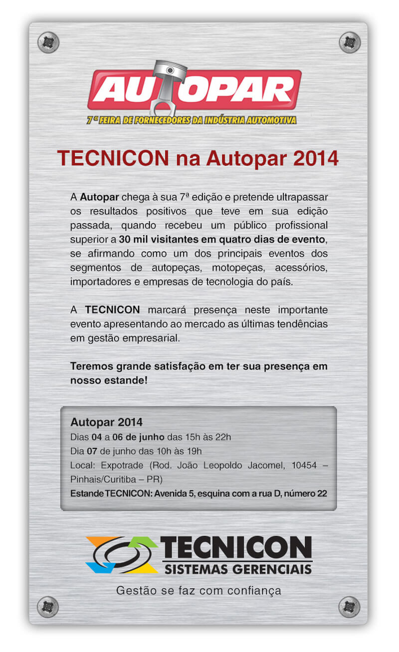 Imagem meramente ilustrativa para o título: TECNICON na Autopar 2014